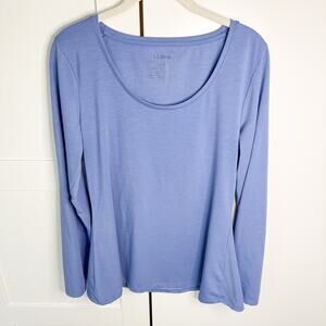 LL‎ Bean Scoop Neck Women’s LARGE Regular Tshirt Light Blue Comfort Soft